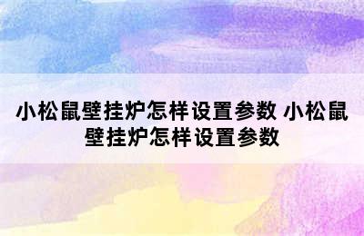 小松鼠壁挂炉怎样设置参数 小松鼠壁挂炉怎样设置参数